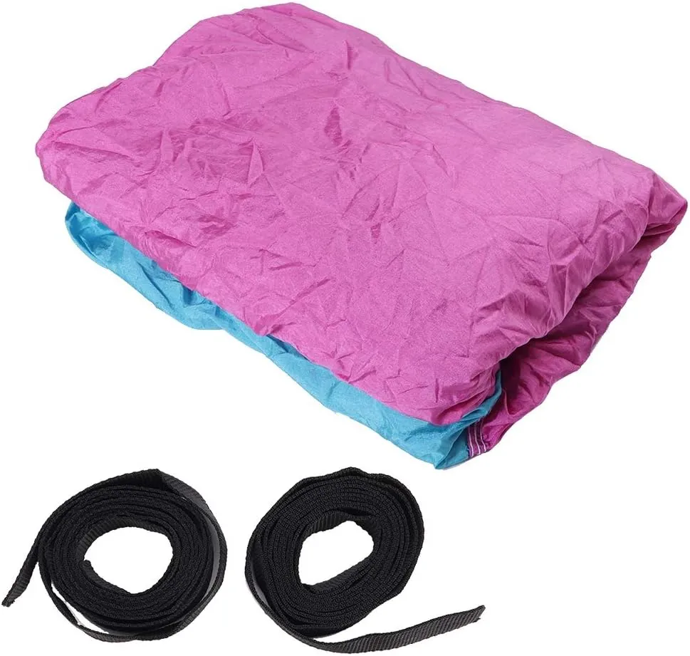 Portable Camping Travel Double Hammock Hanging Bed with Tree Strap Nylon Taffeta Maximum Loading Capacity 300kg Light Blue Pink Light Green Dark Green Ideal for Outdoor C (Sky Blue Powder)