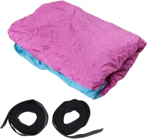 Portable Camping Travel Double Hammock Hanging Bed with Tree Strap Nylon Taffeta Maximum Loading Capacity 300kg Light Blue Pink Light Green Dark Green Ideal for Outdoor C (Sky Blue Powder)