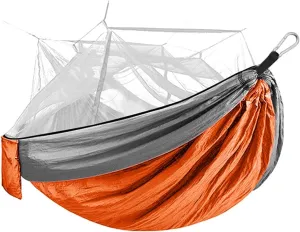 Portable Hammock Encrypted Mosquito Net Hammock Outdoor Camping Mosquito Net Hammock Anti-Mosquito Camping Net Gauze Hammock Outdoor Hammock (Color : Orange, Size : 260 * 140cm)
