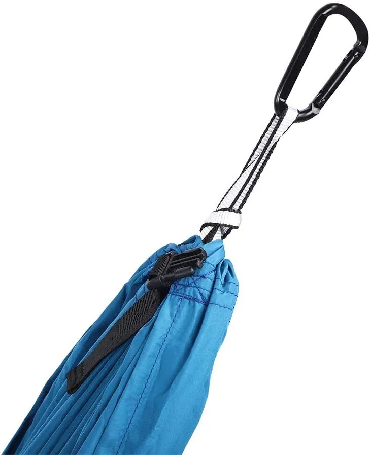 Portable Hammock Swing for Camping Courtyard Corridor Outdoor, Dual Use Hanging Chair Bed, Sturdy Breathable Fast Drying, Lightweight Compact, with Steel Buckle and Tree Strap Rop (Peacock Blue)