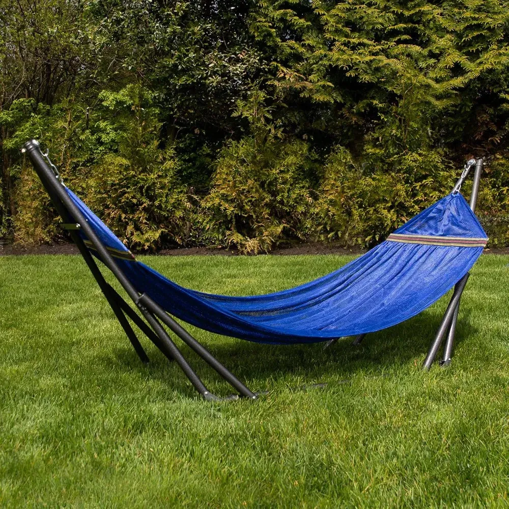 Portable Hammock with Steel Stand - Adjustable Outdoor Hanging Bed for Camping, Beach & Patio