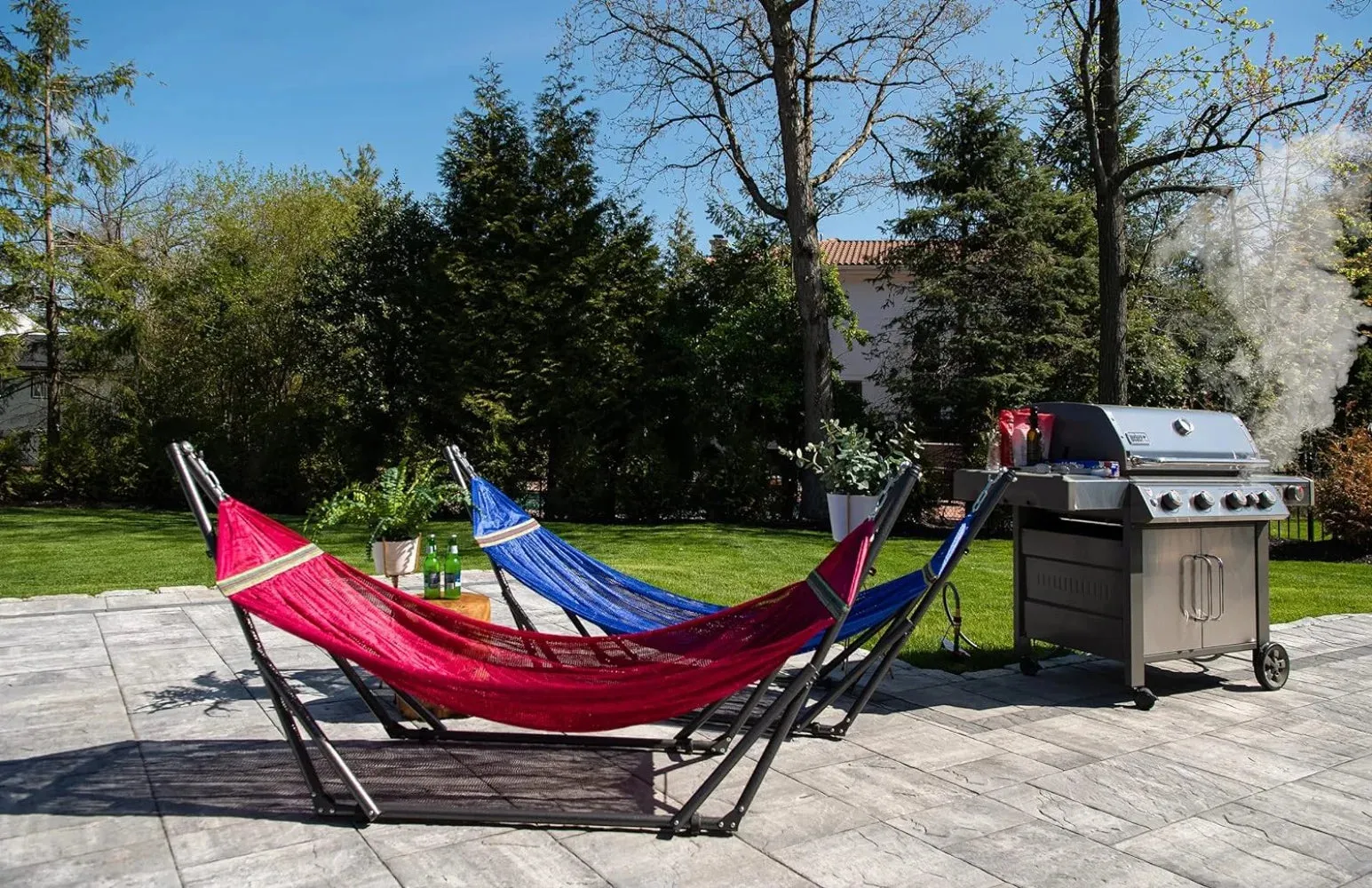 Portable Hammock with Steel Stand - Adjustable Outdoor Hanging Bed for Camping, Beach & Patio