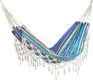 Portable Hammocks Camping Swing Chair Portable Outdoor Hammock Color Stripes Cotton Fabrics with Carrying Bag for Outdoors Gardens Travel Hammock for Outdoor(Blue)