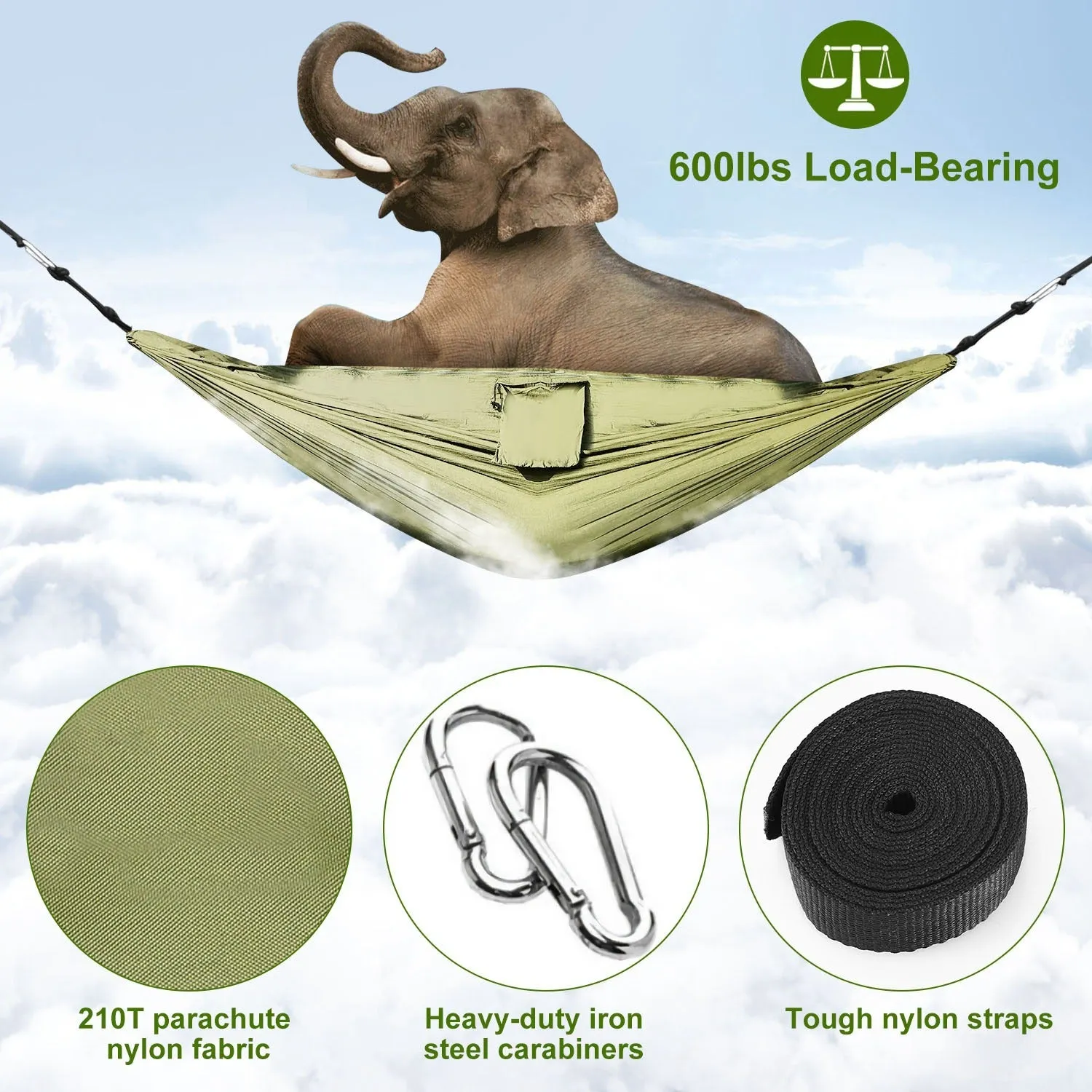 Portable Value for money Seamless Camping Hammock, Double Net With Hammock