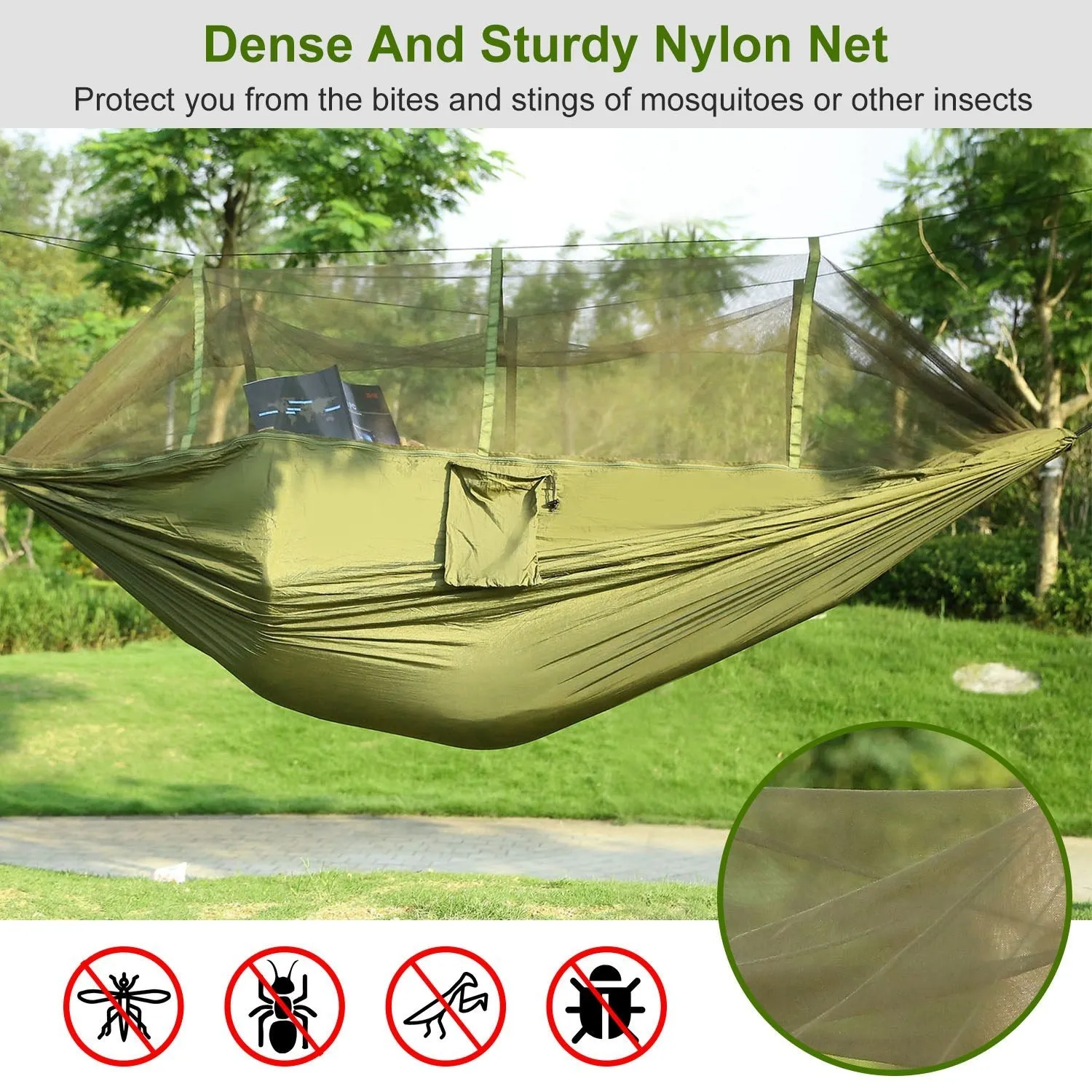 Portable Value for money Seamless Camping Hammock, Double Net With Hammock