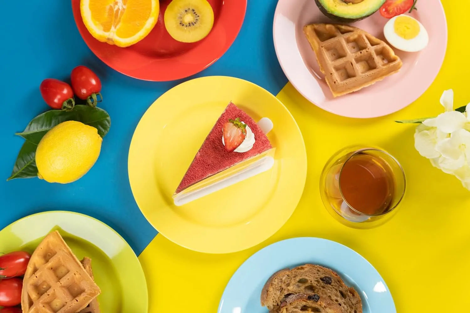 POSATE 60PCS Colorful Disposable Plastic Plates, Heavy Duty Plates for Wedding/Party, 30PCS Dinner Plates 10.25’’ and 30PCS Dessert/Salad Plates 7.5’’, Colorful Plates for Party Event