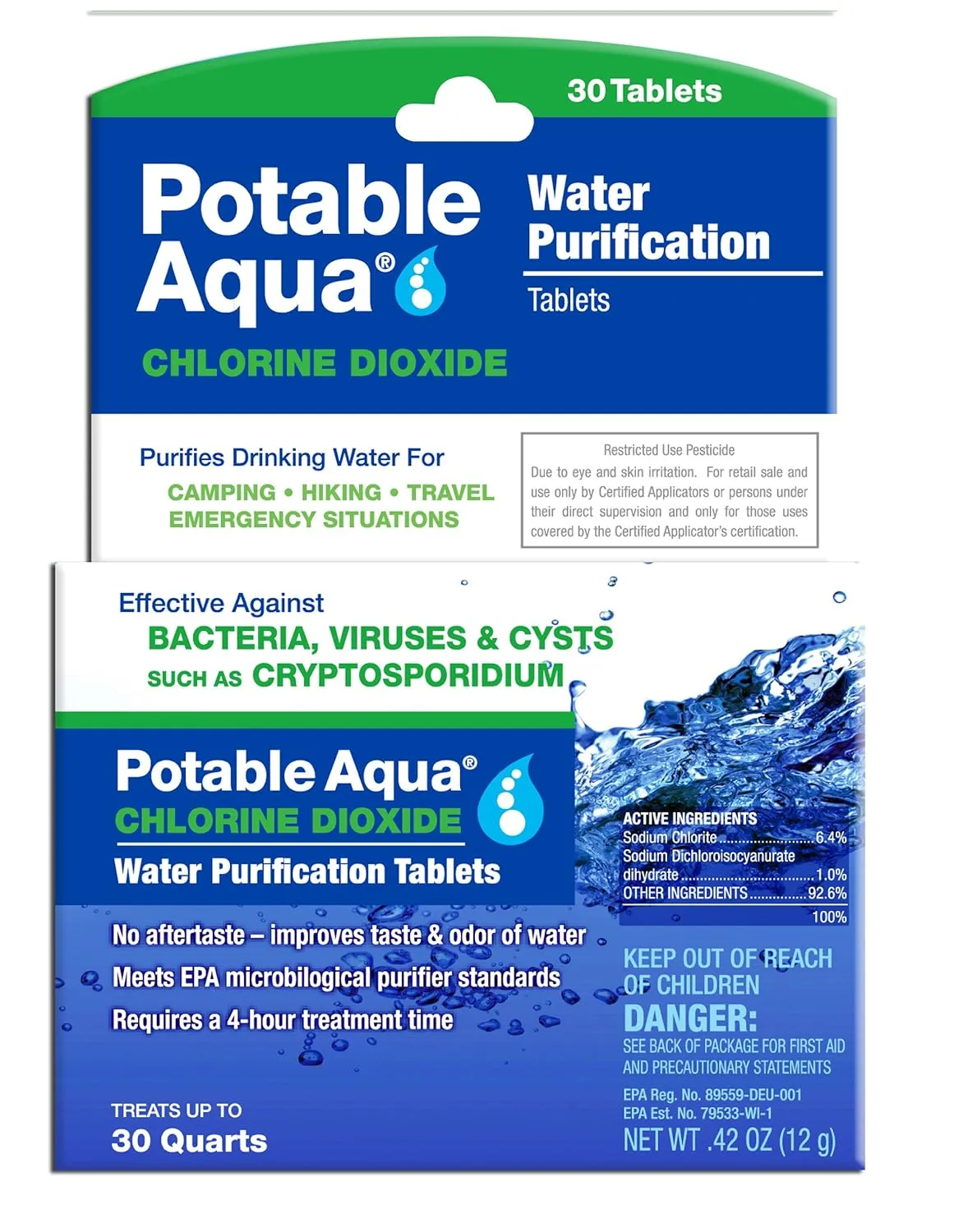 Potable Aqua Water Purification Tablets   Sawyer MINI Water Filtration System