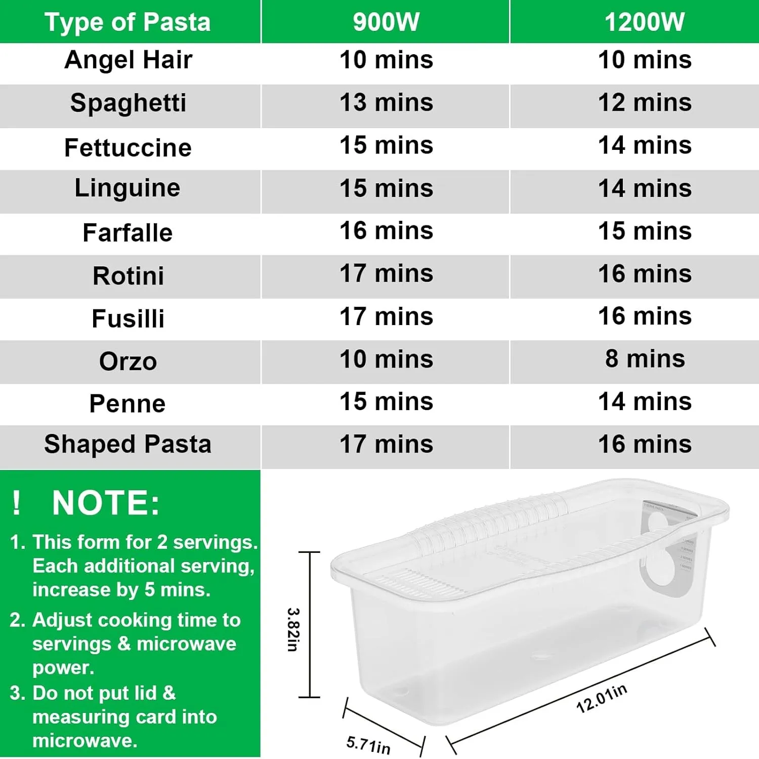 Potahouse® Microwave Pasta Cooker with Strainer Lid, Quick Cooking in 10-15 Min Spaghetti Cooker Microwave Steamer for Dorm Kitchen Offices College Essentials, Clear