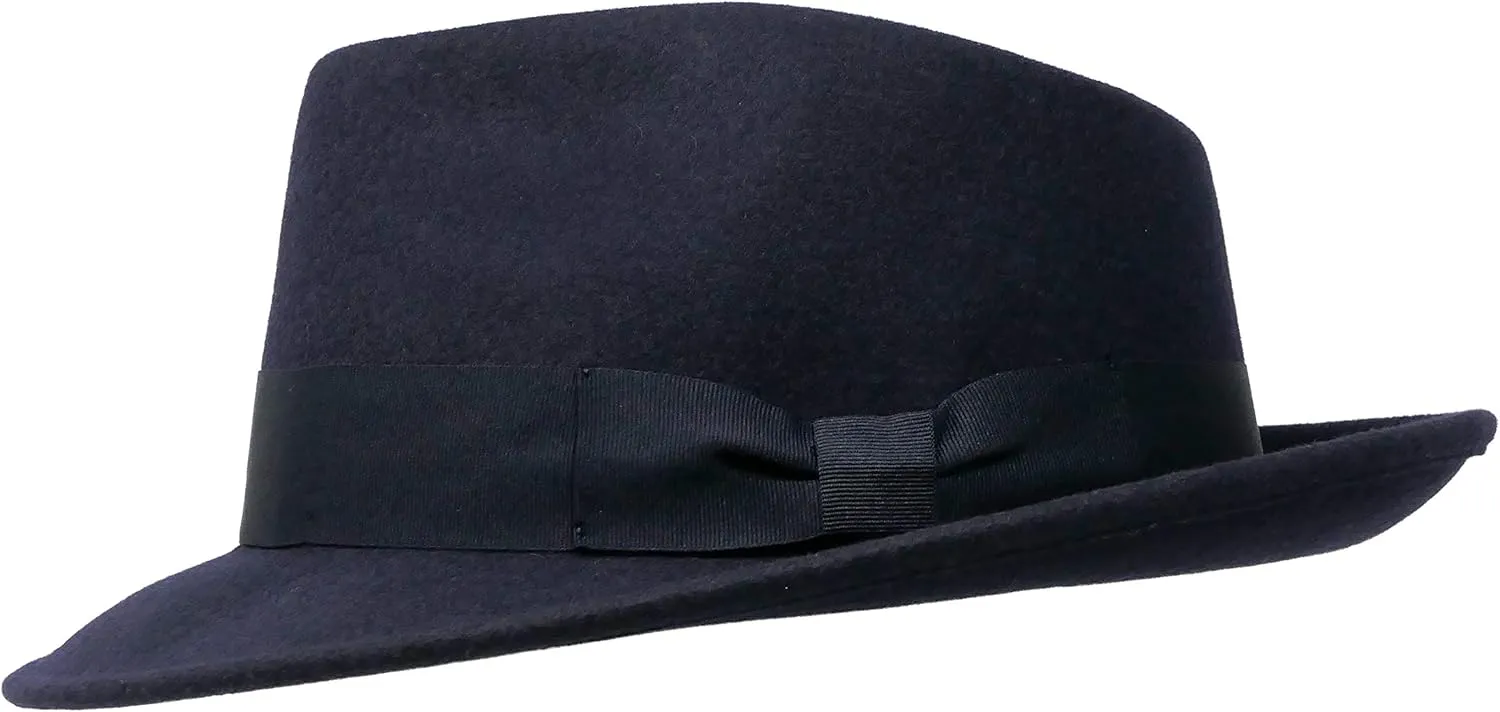 Premium Doyle - Teardrop Fedora Hat - 100% Wool Felt - Crushable for Travel - Water Resistant - Unisex