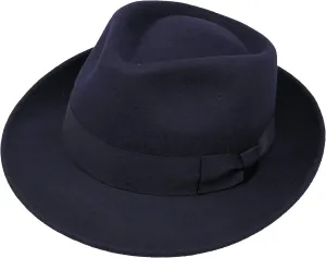 Premium Doyle - Teardrop Fedora Hat - 100% Wool Felt - Crushable for Travel - Water Resistant - Unisex