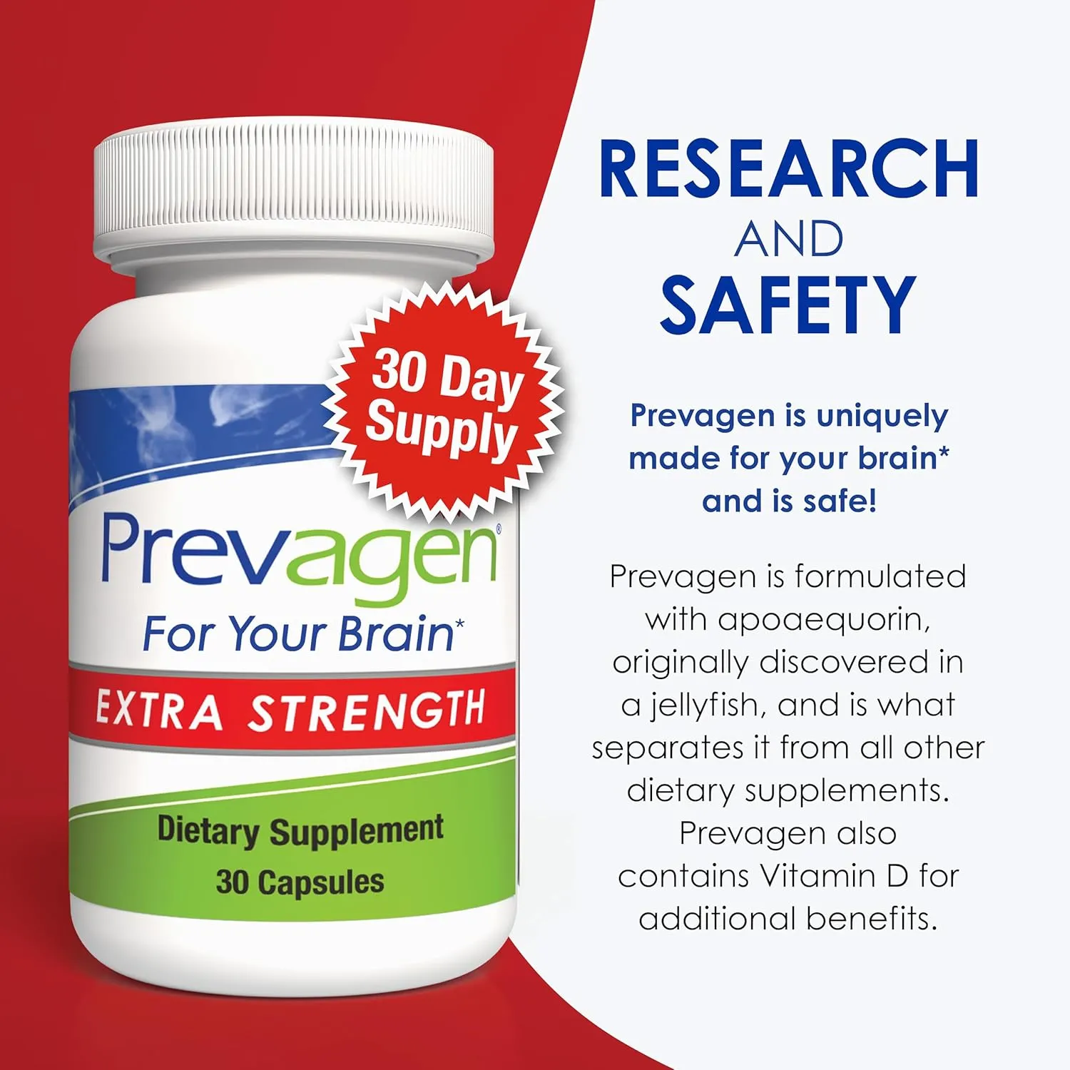 Prevagen Extra Strength 20mg, 30 Capsules |3 Pack| with Apoaequorin & Vitamin D 7-Day Pill Minder