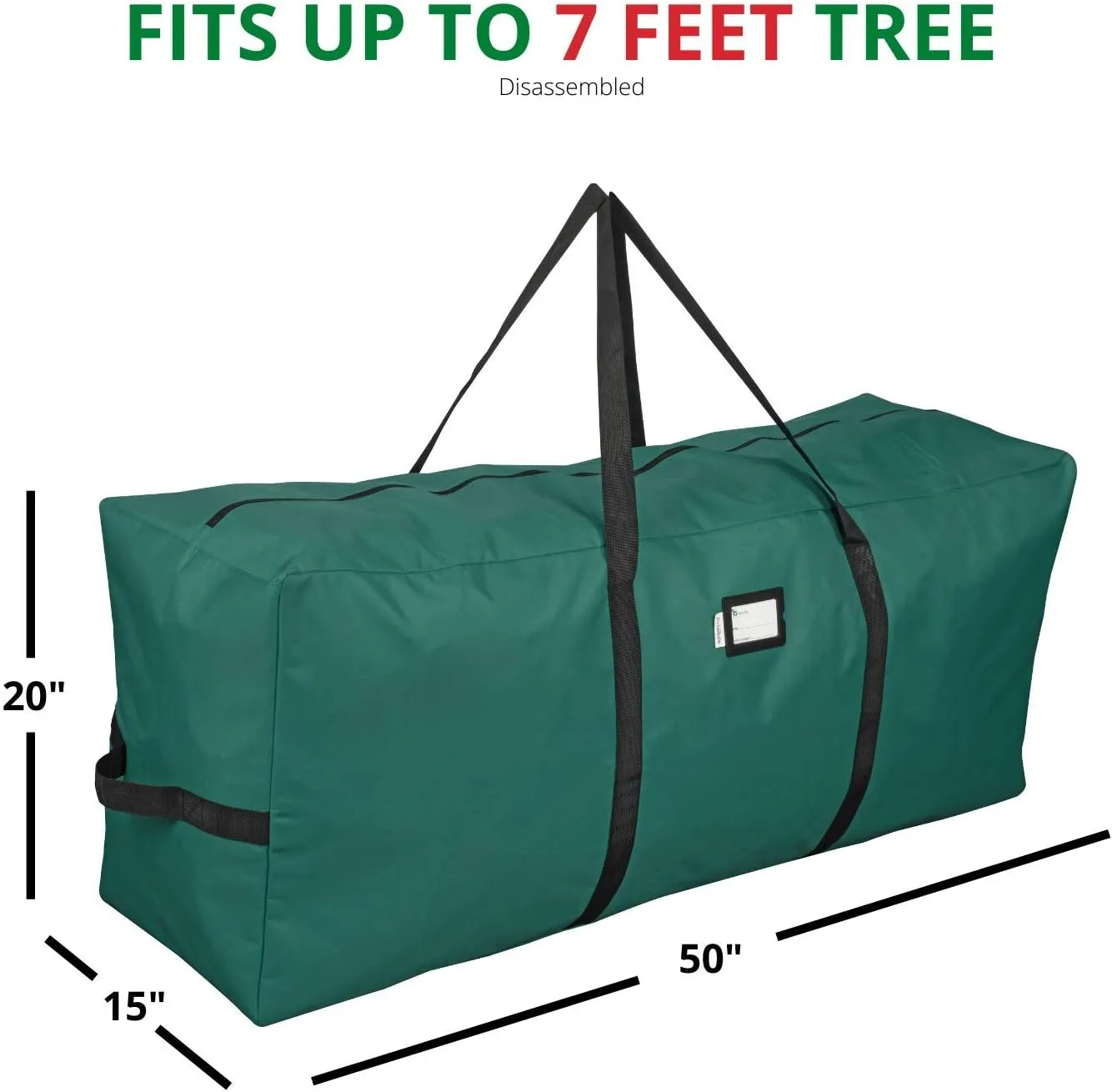 Primode Christmas Tree Storage Bag | Fits Up to 7.5 Ft. Disassembled Holiday Tree | 50” x 15” x 20” Tree Container | Durable 600D Oxford Material | Heavy Duty Xmas Storage Box (Green)