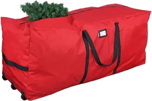 Primode Christmas Tree Storage Bag, Fits Up to 9 foot Tall Xmas Holiday Trees 28" X 16" X 60" Extra Large Heavy Duty Xmas Box Container with Wheels (Red)
