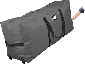 Primode Xmas Rolling Tree Storage Bag, Large Heavy Duty Storage Container, 22" Height X 16" Wide X 50" Long with 2 Wheels and Handles Fits Up to 7.5 Foot Tall Disassembled Holiday Tree (Gray)