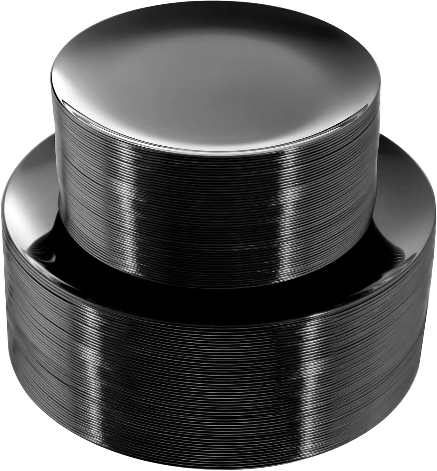 PULOTE 100PCS Black Plastic Plates Disposable - Premium Heavy Duty 50 Black Dinner, 50 Dessert/Salad Plates - Ideal for Party, Graduation & Fathers Day