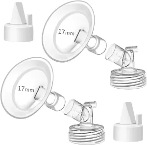 PumpMom-us 17mm Oval Flanges with Soft Rim Compatible with Spectra S2 S1 9 Plus Breastpumps Accessories, Replacement Breast Shield and Duckbill Valves for Spectra Pump Parts and Spectra Flange