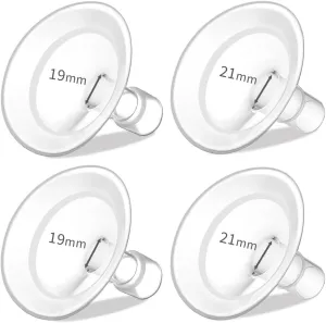 PumpMom-us 19mm and 21mm Oval Flanges Compatible with Medela Breast Pump Parts, Replace Nipple Shields for Pump in Style PersonalFit Flex, Freestyle Flex and Swing Maxi Connector (19mm   21mm)