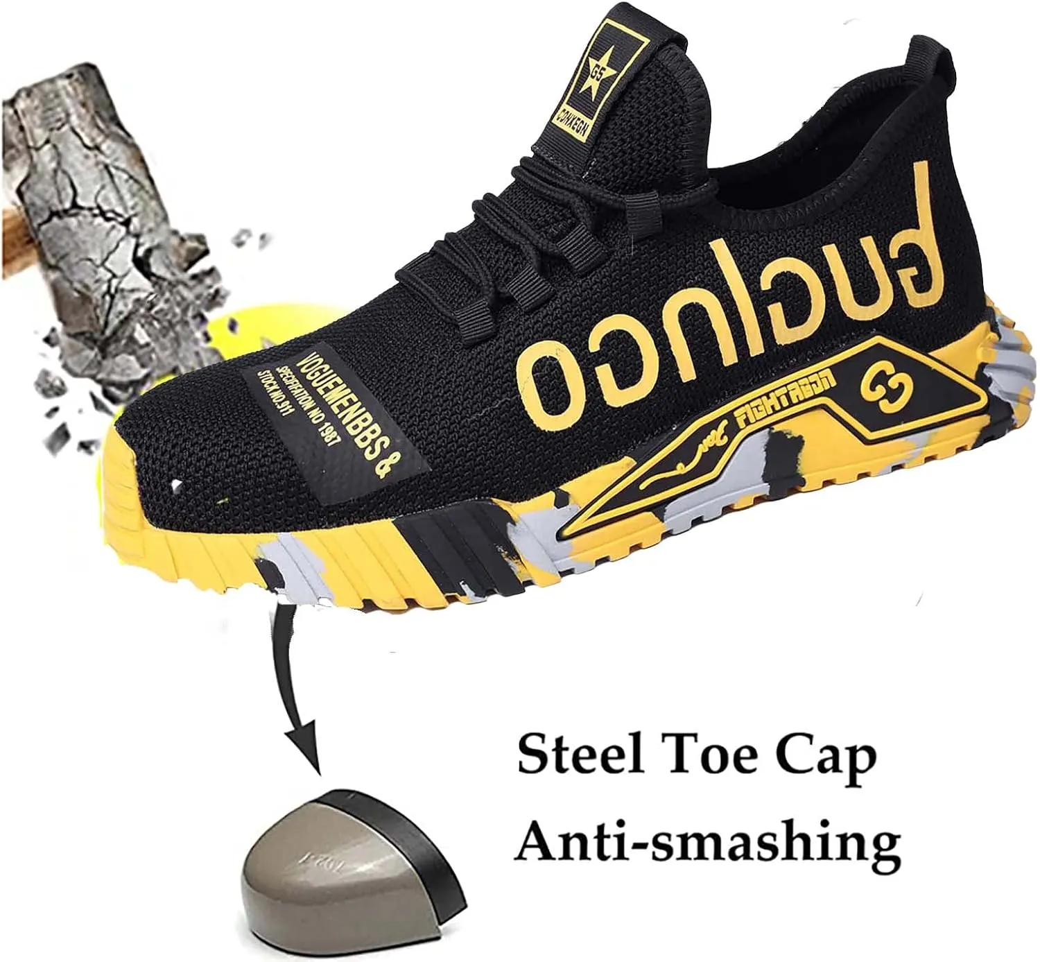 Puncture Proof Comfortable Breathable Safety Shoes,Mens Work Safety Outdoor Protection Footwear Industrial and Construction,