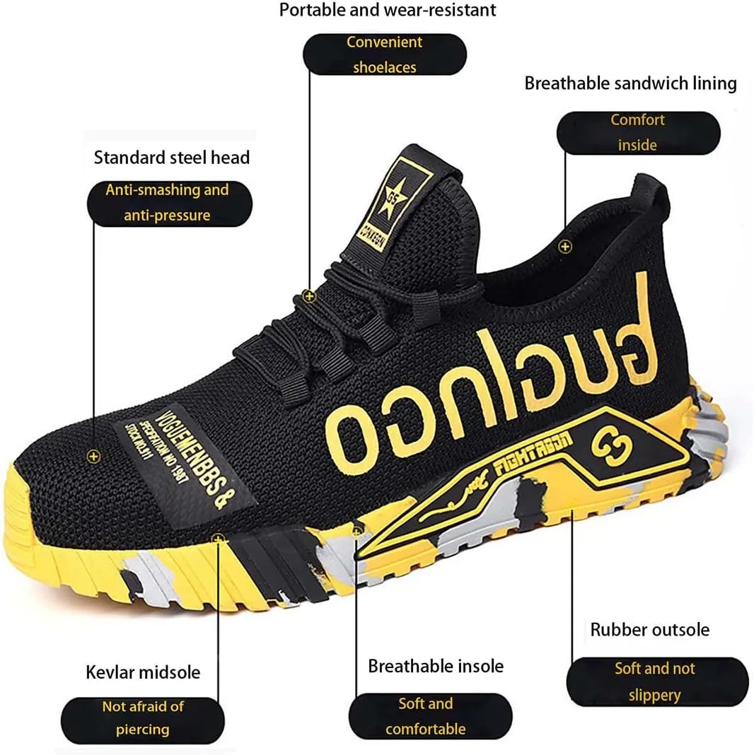Puncture Proof Comfortable Breathable Safety Shoes,Mens Work Safety Outdoor Protection Footwear Industrial and Construction,