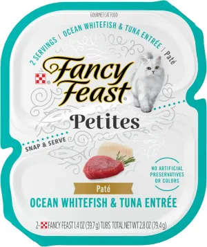 Purina Fancy Feast Gourmet Pate Wet Cat Food, Petites Ocean Whitefish & Tuna Entree - (Pack of 12) 2.8 oz. Tubs