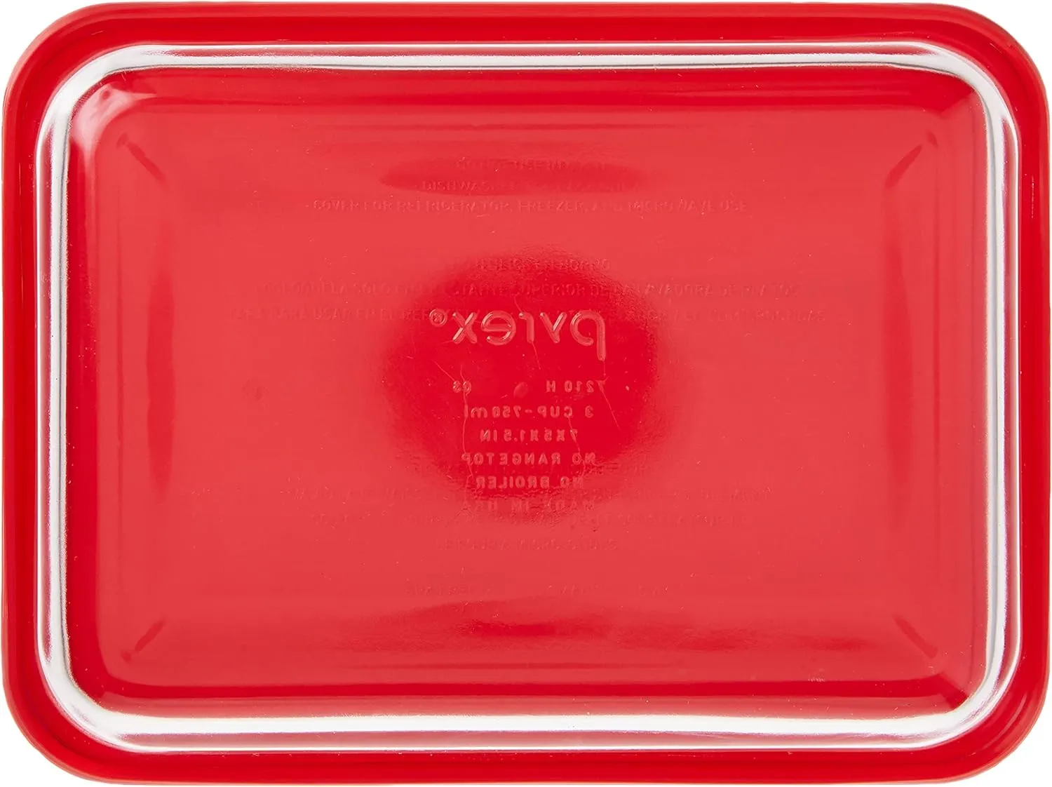 Pyrex 3-Cup Single Rectangular Food Storage Container with Lid, Non-Toxic, BPA-Free Lid, Tempered Non-Pourous Glass, Microwave, Dishwasher, Freezer and Oven Safe, Red