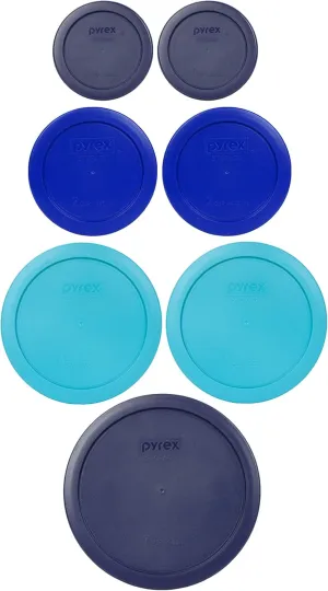 Pyrex 7 Lid Oceanic Shades Bundle for 7202, 7200, 7201, and 7402 Glassware, Made in the USA