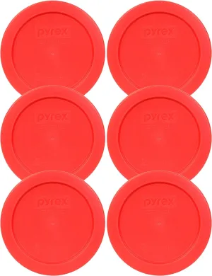 Pyrex 7200-PC 2-Cup Red Replacement Food Storage Lids - 6 Pack - Original Genuine Pyrex Lids - Made in the USA