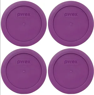 Pyrex 7200-PC 2-Cup Thistle Purple Plastic Food Storage Lid, Made in USA - 4 Pack