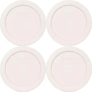 Pyrex 7200-PC Nouveau Pink Round Plastic Food Storage Replacement Lids - 4 Pack Made in the USA