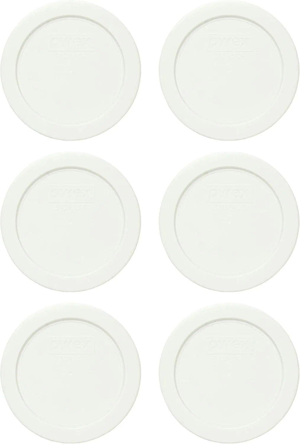 Pyrex 7200-PC White Round Plastic Food Storage Lid - 6 Pack Made in the USA