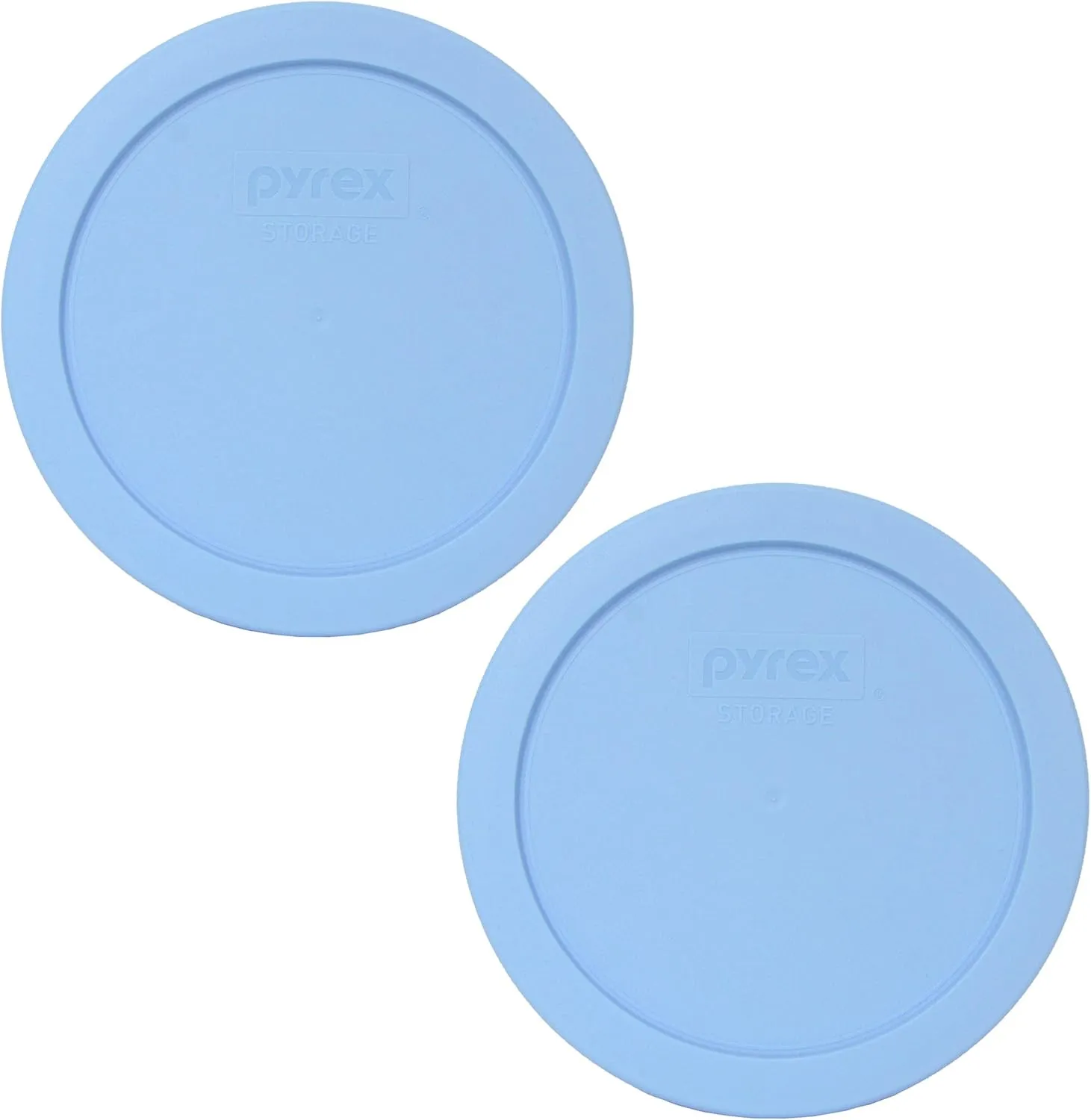 Pyrex 7201-PC Blue Cornflower Round Plastic Food Storage Replacement Lid, Made in USA - 2 Pack
