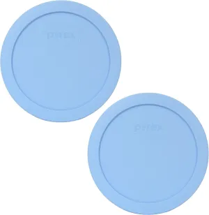 Pyrex 7201-PC Blue Cornflower Round Plastic Food Storage Replacement Lid, Made in USA - 2 Pack