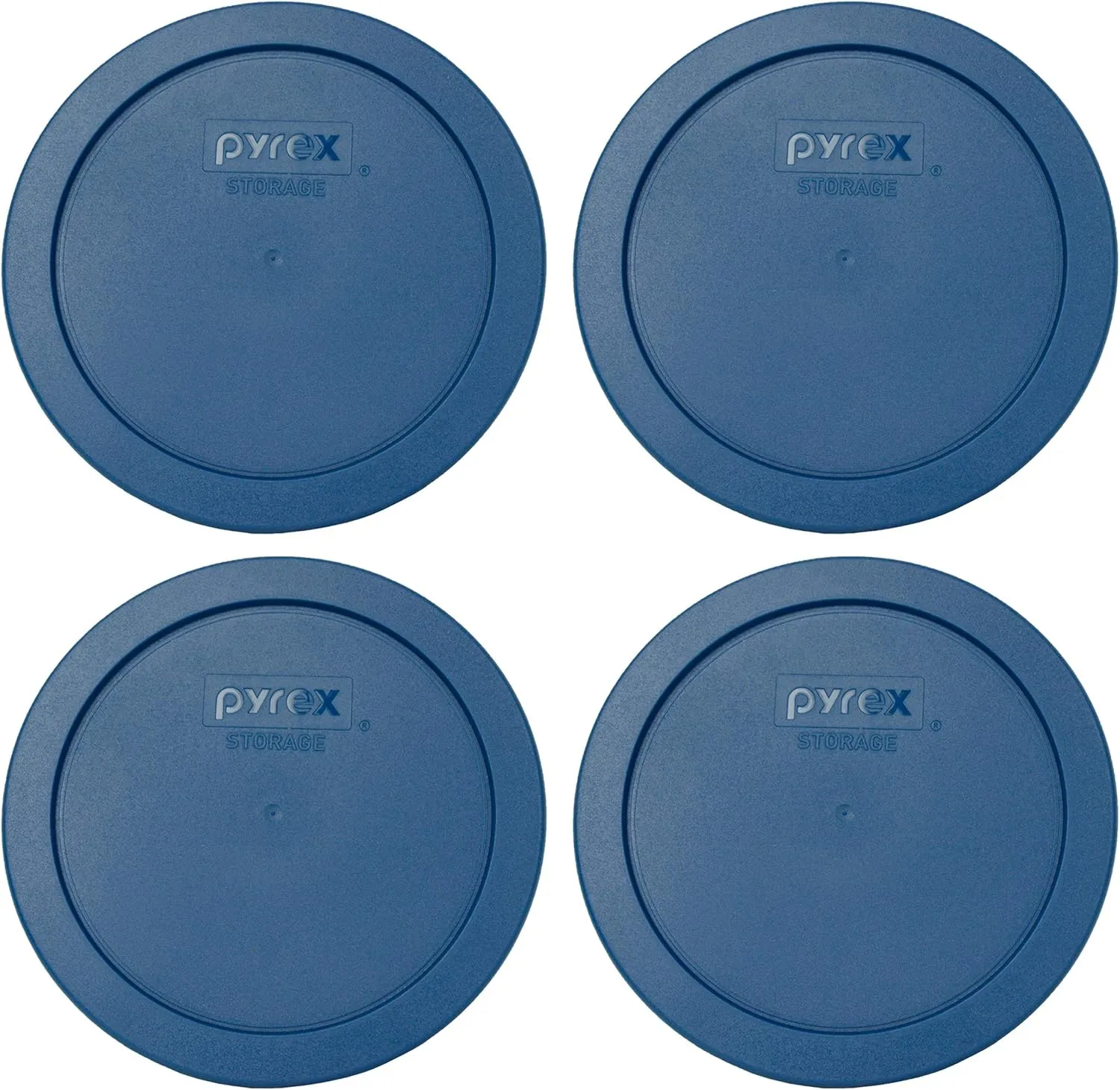 Pyrex 7201-PC Blue Spruce Round Plastic Food Storage Replacement Lid, Made in USA - 4 Pack