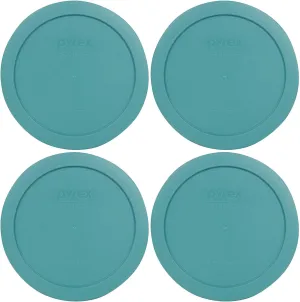 Pyrex 7201-PC Turquoise Round 4 Cup Plastic Storage Lid, Made in USA - 4 Pack