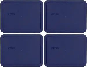 Pyrex 7211-PC 6-Cup Blue Plastic Food Storage Lid, Made in USA - 4 Pack