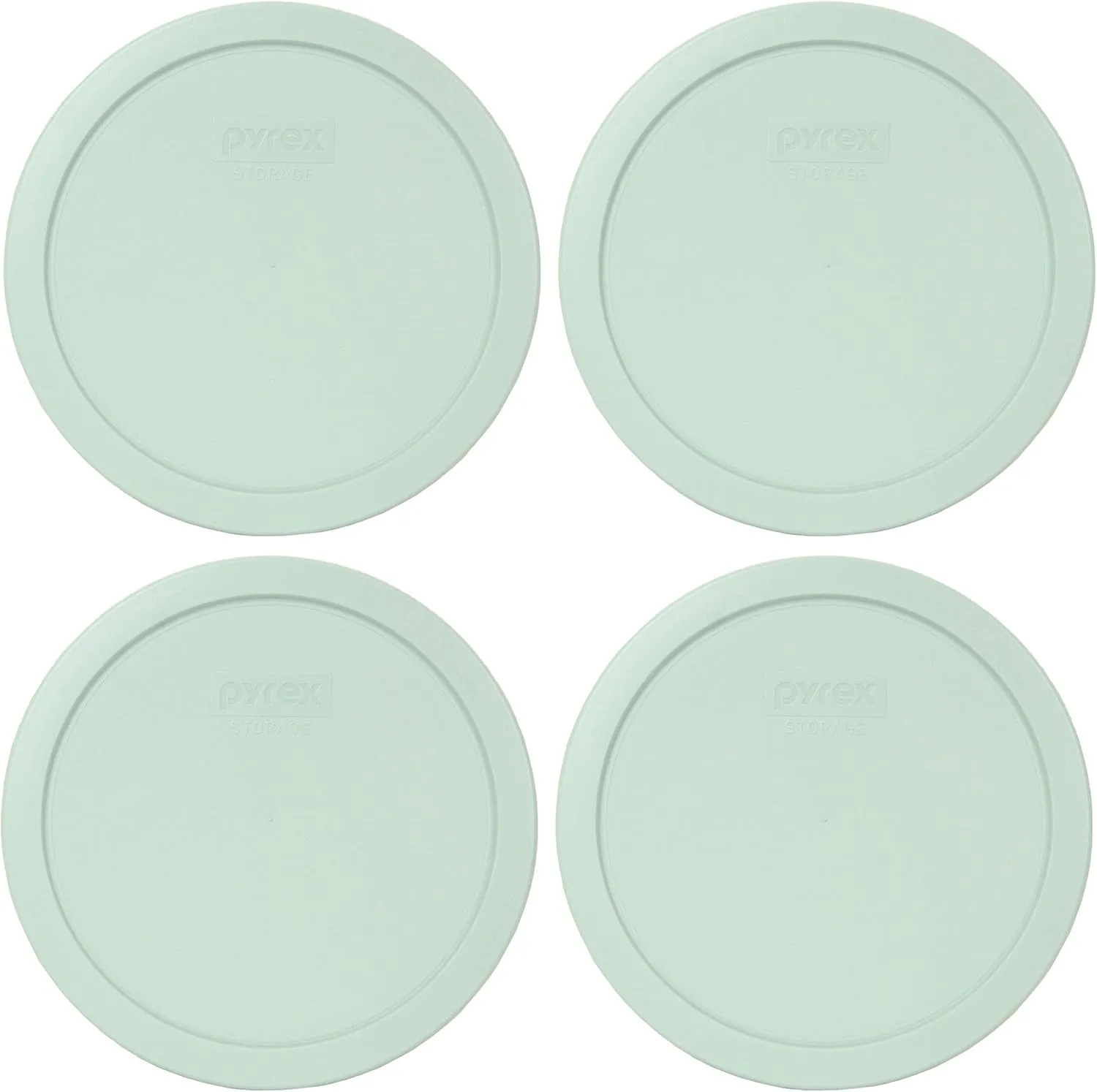 Pyrex 7402-PC Muddy Aqua Round Plastic Food Storage Replacement Lid, Made in USA - 4 Pack