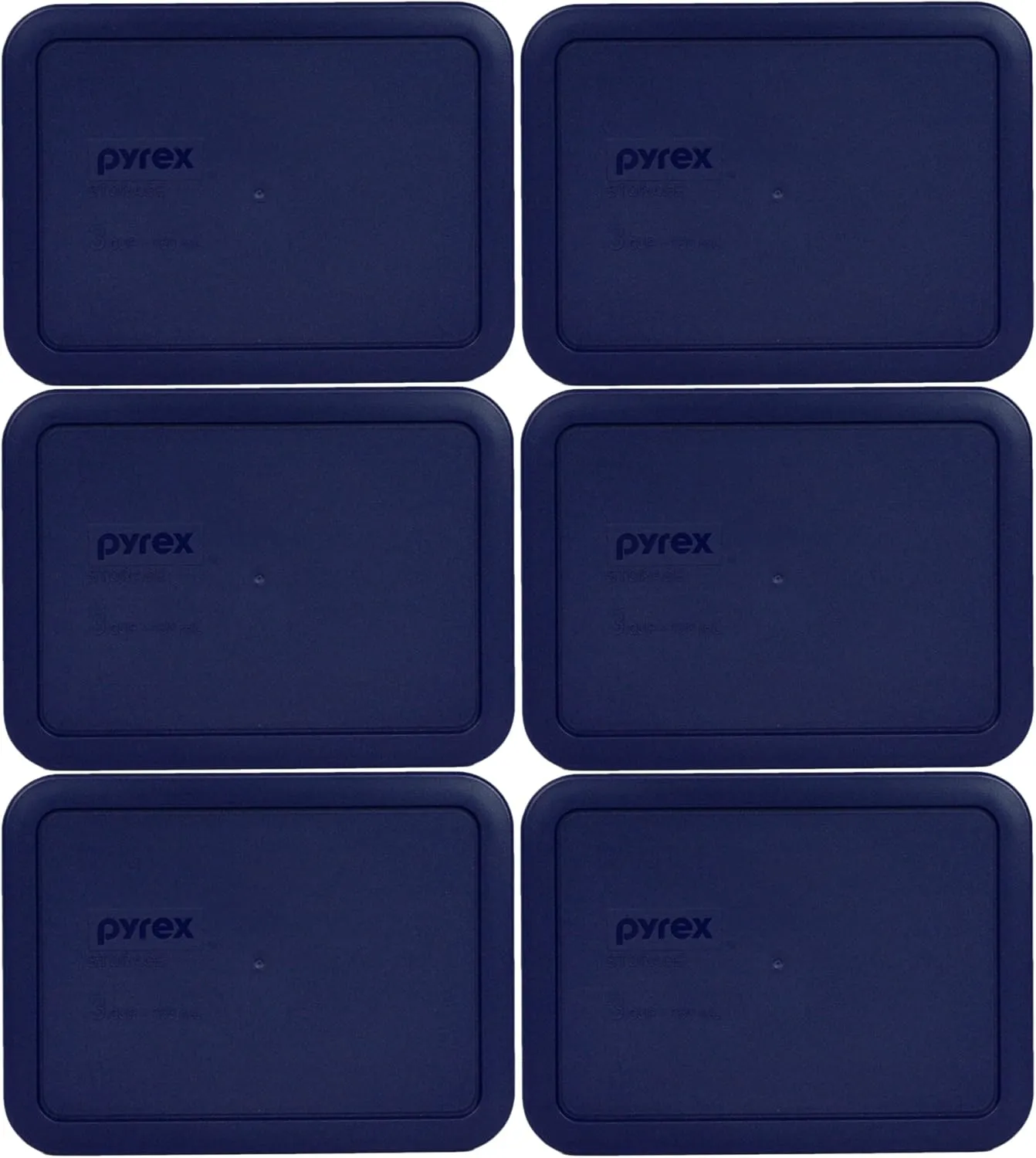 Pyrex Bundle - 6 Items: 7210-PC 3-Cup Blue Plastic Food Storage Lids
