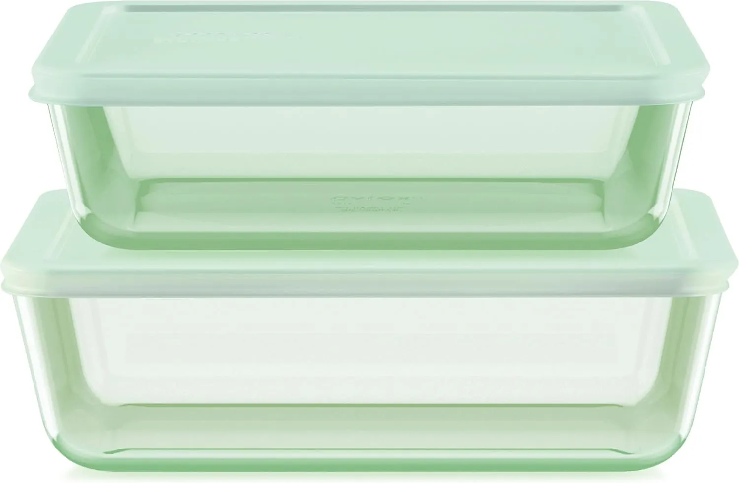 Pyrex Colors (2-Pack) Tinted Glass Large Rectangular Food Storage Container Set, Snug Fit Non-Toxic Plastic BPA-Free Lids, Freezer Dishwasher Microwave Safe, 6 Cup & 11 Cup, Green