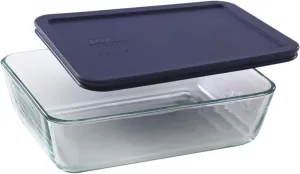 Pyrex Simply Store 6-Cup Rectangular Glass Food Storage Dish,Blue