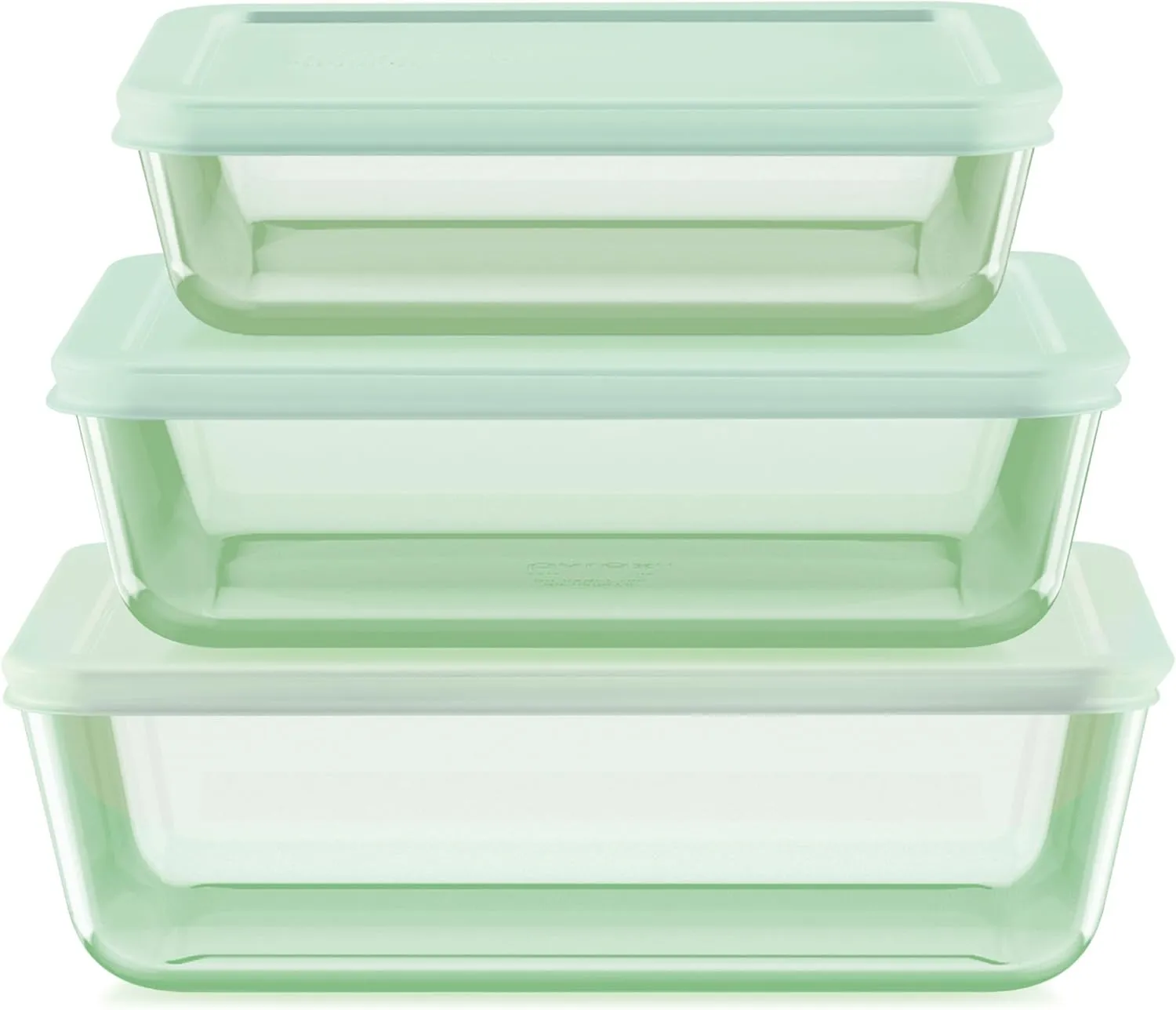 Pyrex Year of Color (3-Pack) Tinted Rectangular Glass Food Storage Containers Set, (3, 6 & 11 Cup) Meal Prep Containers With BPA-Free Lids, Dishwasher & Microwave Safe, Green