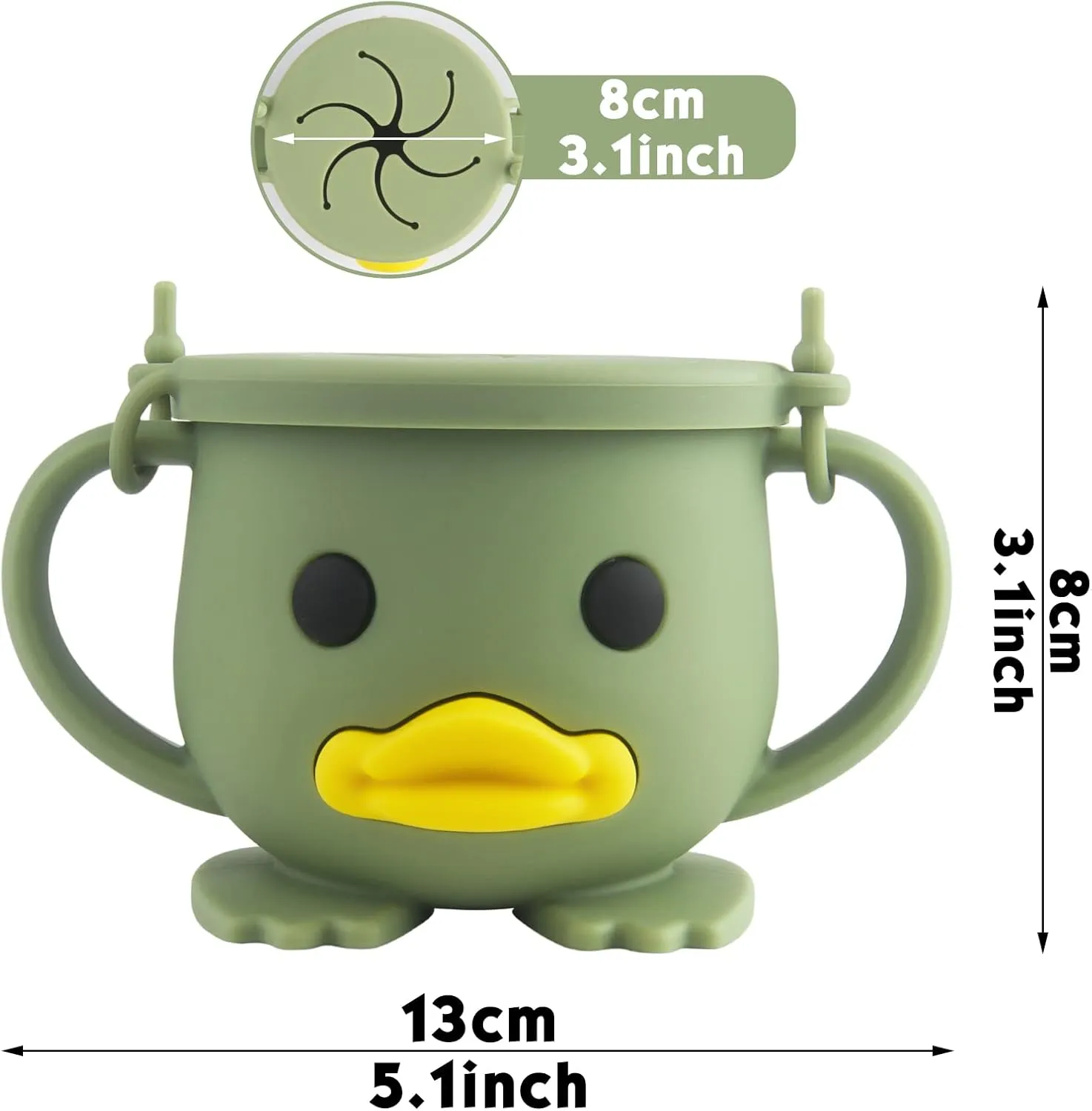 Qshare Snack Cup for Toddlers,Toddler Snack Containers,Spill Proof Food Containers,Baby Treat Catcher,Food Grade Silicone BPA Free (Red Green)