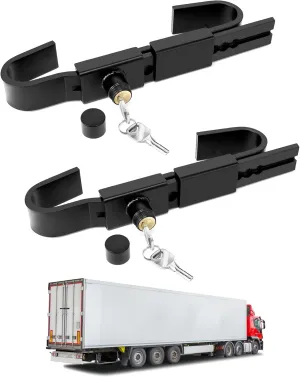 QWORK Shipping Container Lock, 2 Pack 9.8" to 17.3" Adjustable Semi-Trailer Box Door Lock, Heavy Duty Steel Cargo Door Lock, Warehouse Door Lock, Site Office Door Lock with 2 Keys and Cover Lid