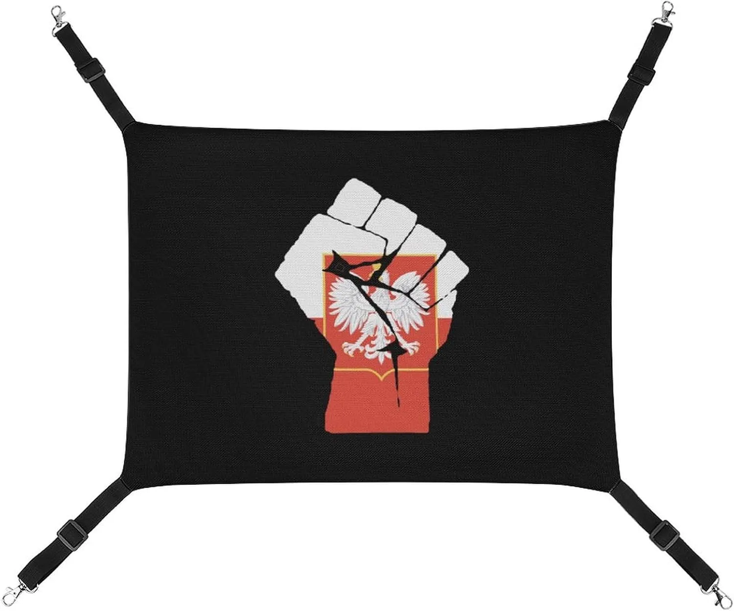 Raised Fist Poland Eagle Flag Cat Hanging Hammock Soft Breathable Pet Cage Dog Hammock with Adjustable Straps and Metal Hooks