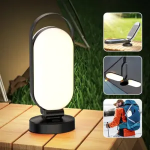 Rechargeable Solar Camping Lantern, 5000mAh Battery Powered LED Lights Dimmable Foldable Waterproof Camping Lamp for Power Outages, Camping Gear, Hurricane, & Emergency