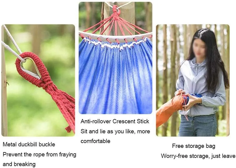 Recreation Anti-Rollover Ice Silk Hammock Breathable Foldable Hammock Swing Bed,for Travel Camping Hiking, and The Beach,Includes Carrying Bag Gifts for Hikers