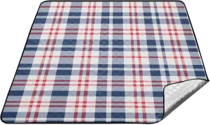 Red Blue Lines Simple Waterproof Camping Mat XXL Outdoor Beach Picnic Blanket for Ground Summer Gift Manta de Playa Extra