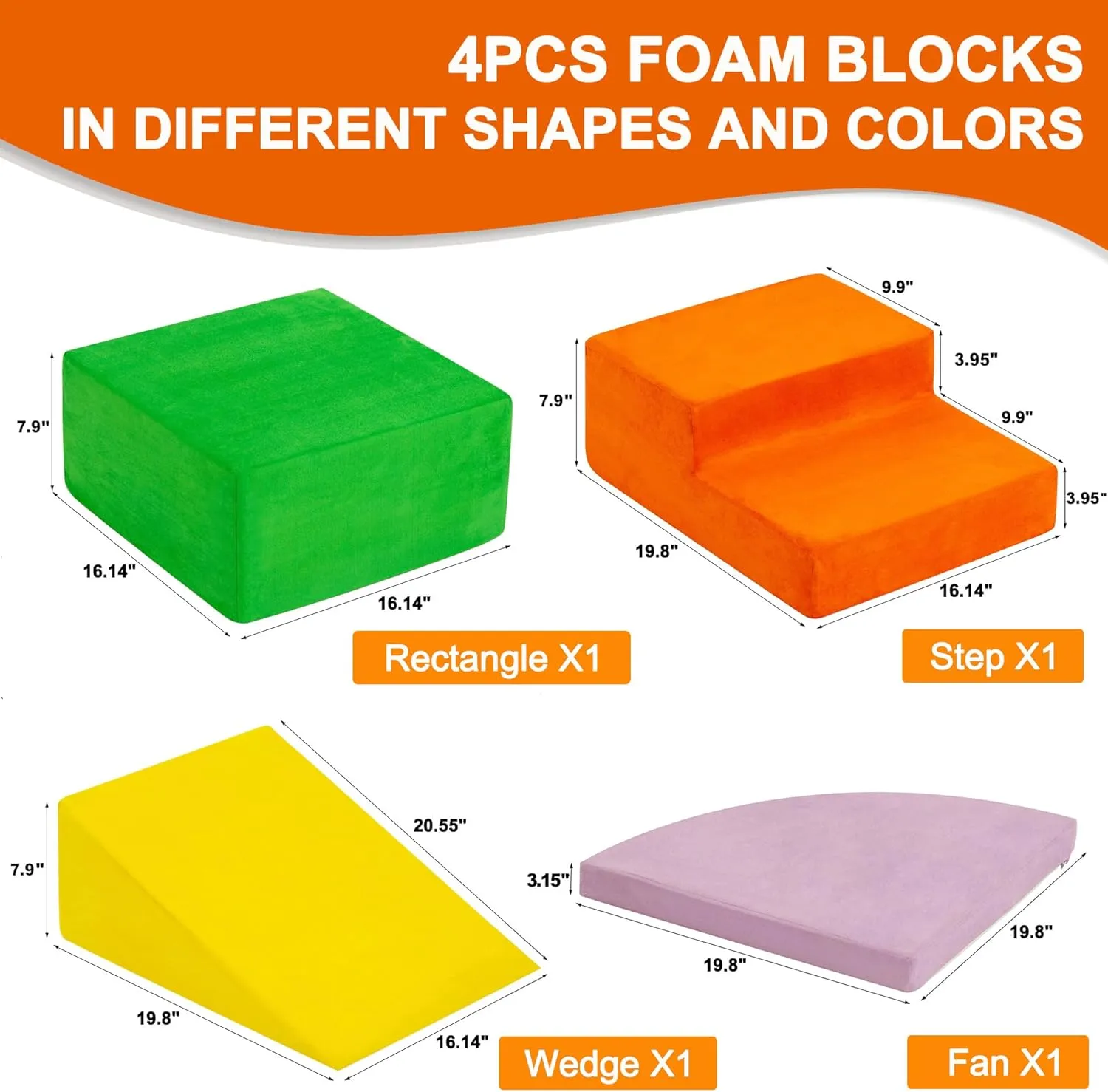 RELIANCER 4PCS Climb & Crawl Foam Block Play Set,Toddler Modular Foam Climbing Blocks,Interactive Kids Soft Building Blocks Toy Set,Indoor Climb and Slide Game Set,Educational Children Climbing Toys