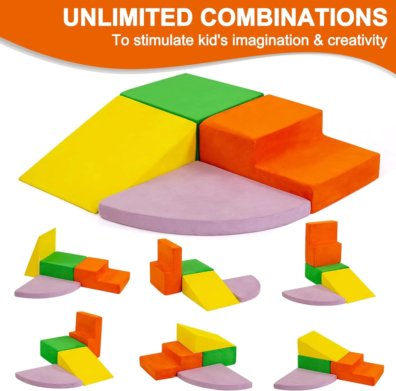 RELIANCER 4PCS Climb & Crawl Foam Block Play Set,Toddler Modular Foam Climbing Blocks,Interactive Kids Soft Building Blocks Toy Set,Indoor Climb and Slide Game Set,Educational Children Climbing Toys
