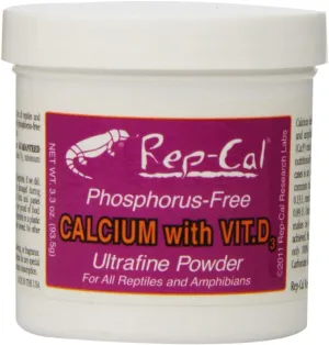 Rep Cal Calcium Vitamin D3 Ultrafine Powder Reptiles Amphibians 3.3-Oz - 3 Pack