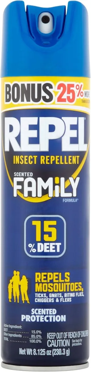 Repel Insect Repellent, 15% Deet Family Scented Formula, 8.125-Ounce - 2 Count